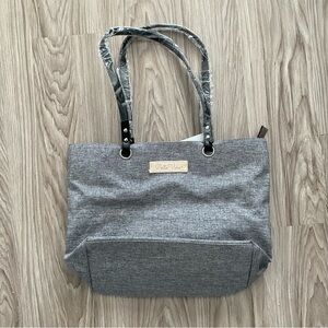 NWT Porto Vino Grey Tweed City Tote Insulated Wine Carrier Purse Dispenser